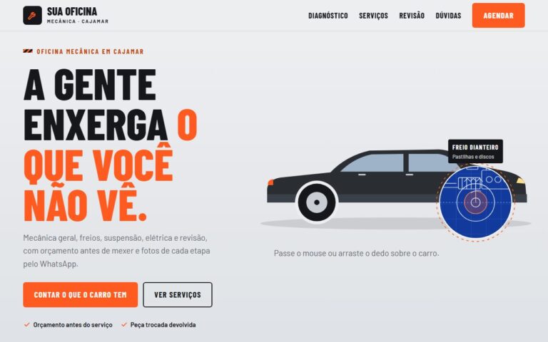 Site de exemplo para oficina mecânica