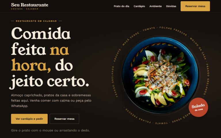 Site de exemplo para restaurante